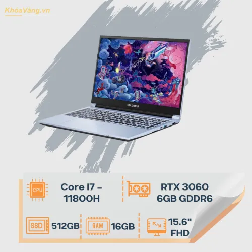 GAMING COLORFUL X15 AT | i7-11800H 8 nhân 16 luồng | RAM 16GB | SSD 512GB PCIe Gen 4 | RTX3060 6GB GDDR6 | 15.6”FHD 144Hz | NEW FULL BOX