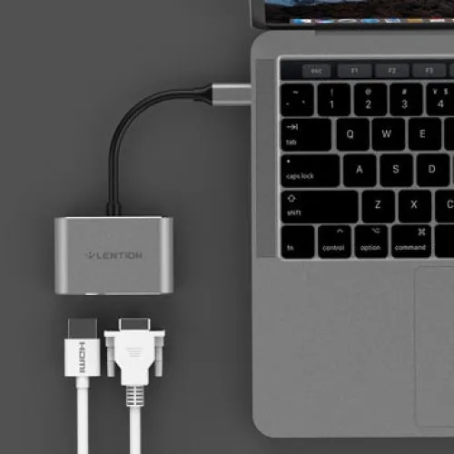 Bộ chuyển đổi USB-C sang HDMI và VGA Lention C51sHV Grey