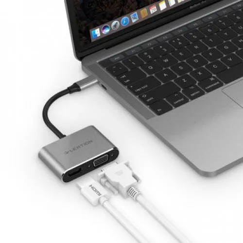 Bộ chuyển đổi USB-C sang HDMI và VGA Lention C51sHV Grey