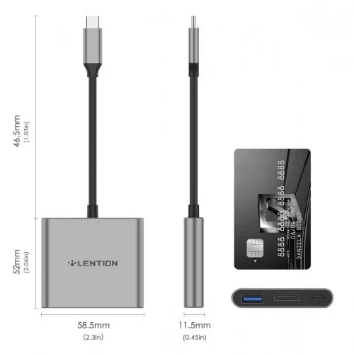 Bộ chuyển đổi USB-C 3 trong 1 Lention C14H